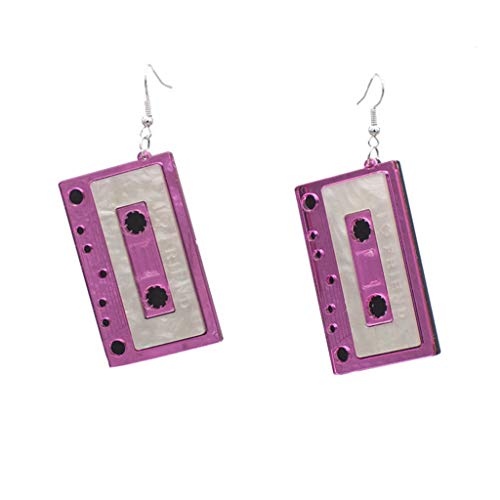 TianWlio Ohrringe Damen Ohrhänger Boho Kristall CutieJewelry Drop Cute Women's Cassette Pretty Dangle Tape Ohrringe Ohrringe Kristall Ohrringe Hängend Anhänger für der Frauen (Hot Pink, One Size) von TianWlio