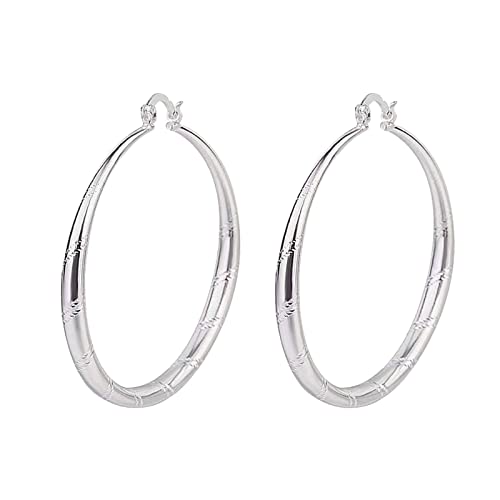 TianWlio Ohrringe Damen Ohrhänger Boho Kristall Große Hoop-Ohrringe Trend-Ohrringe Contracted Show Temperament Zarte Volldiamant-Zirkon-Ohrringe Ohrringe Damen Hängend Leicht (Silver, One Size) von TianWlio