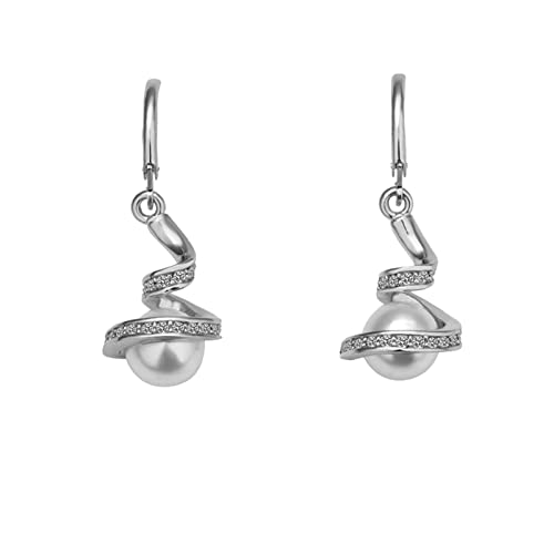 TianWlio Ohrringe Damen Ohrhänger Boho Kristall Ohrringe, die durchbohrte elegante lange Geschenk-Ohrringe für Frauen-Perlen-Mädchen-Ohrringe baumeln Kristall Ohrringe Hängend (Silver, One Size) von TianWlio