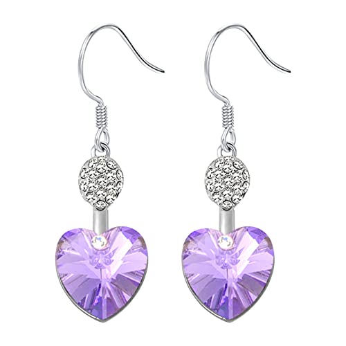 TianWlio Ohrringe Damen Zirkonia Kristall Geschenke Liebes-Zirkon-geometrische Kristallschmuck-Ohrringe Premium-grüne Blatt-Ohrringe Ohrringe Trendy Frauen Ohrstecker mit (Purple, One Size) von TianWlio