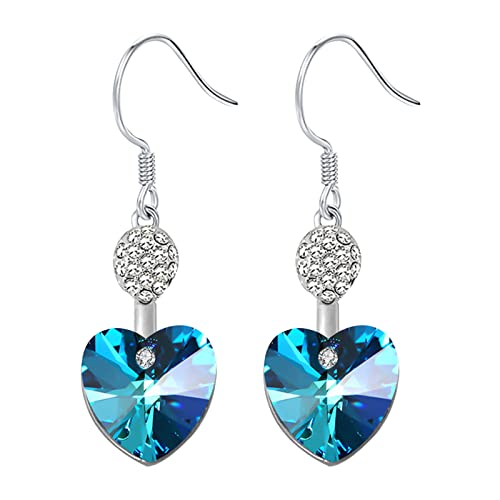 TianWlio Ohrringe Damen Zirkonia Kristall Geschenke Liebes-Zirkon-geometrische Kristallschmuck-Ohrringe Premium-grüne Blatt-Ohrringe Ohrringe Trendy Frauen Ohrstecker mit (Sky Blue, One Size) von TianWlio