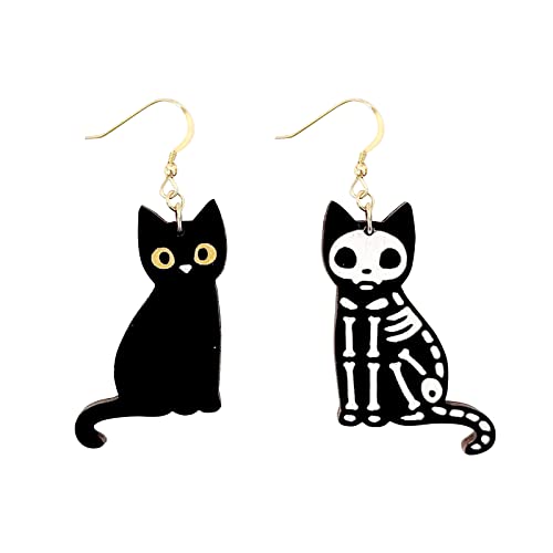 TianWlio Ohrringe Damen Zirkonia Kristall Geschenke Personalisierte Blackcat Katze Ohrstecker Dame Katze Ohrringe Holz Ohrstecker Ohrringe Trendy Frauen Ohrstecker mit Zirkonia (Black, One Size) von TianWlio