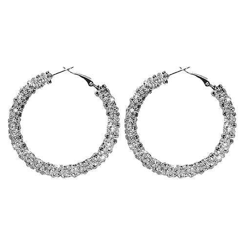 TianWlio Ohrringe Damen Zirkonia Kristall Geschenke Silberne Nadel, personalisierte Temperament-Ohrringe, europäische und amerikanische übertriebene Ohrringe Kleine Tropfen (Silver, One Size) von TianWlio