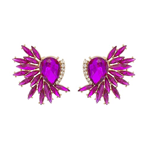 TianWlio Ohrringe Damen Zirkonia Kristall Geschenke Vintage Strass Statement Ohrringe für Frauen Mädchen Retro Fancy Cluster Kristall Tropfen Ohrringe Mode Bling Ohrringe Trendy (Hot Pink, One Size) von TianWlio