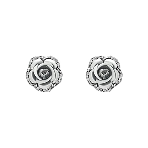 TianWlio Ohrringe Edelstahl für Damen Boho Schmuck Rose Strass Ohrringe Thin Dangle Rose Elegante Strass Ohrringe Hochzeit Frauen Accessoires Schmuck Rose Ohrringe für Ohrringe für (Grey, One Size) von TianWlio