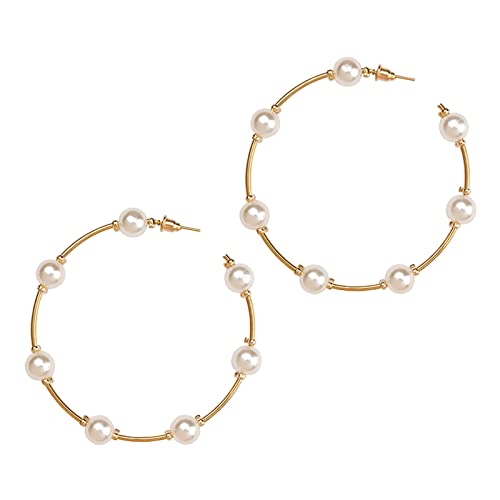 TianWlio Ohrringe Hängend Damen Schmuck Kristall Kleine große Creolen Kreis Perlen Ohrringe dünn baumeln Gold Silber elegante Hochzeit Frauen Zubehör Schmuck Ohrringe für Ohrringe (Gold, One Size) von TianWlio