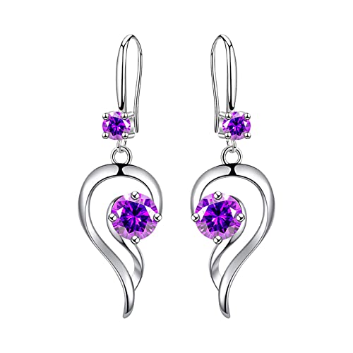 TianWlio Ohrringe Hängend Damen Schmuck Kristall Mode Ohrringe Edelstahl Runde Ohrringe Frauen Kreative Ohrringe Baumelnde Kristall Ohrringe Für Frauen Ohrringe Damen Ohrhänger (Purple, One Size) von TianWlio