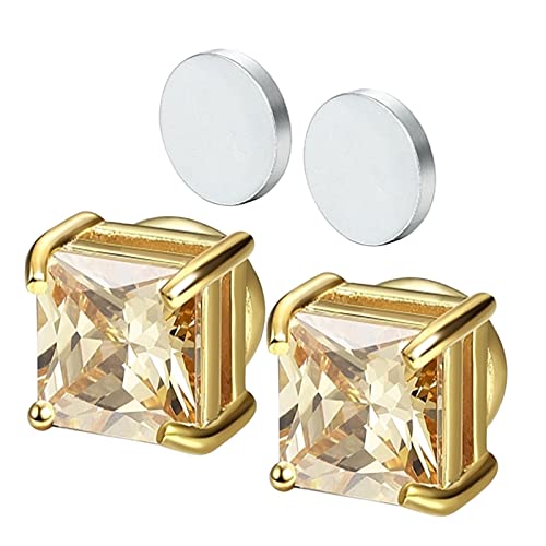 TianWlio Ohrringe Hängend Damen Schmuck Kristall Ohrringe Fashion Square Zircons Non Pierced Magnet Stud Combo Active Studs Magnetische Ohrringe Nicht durchbohrte Ohrringe Ohrringe (Gold, One Size) von TianWlio