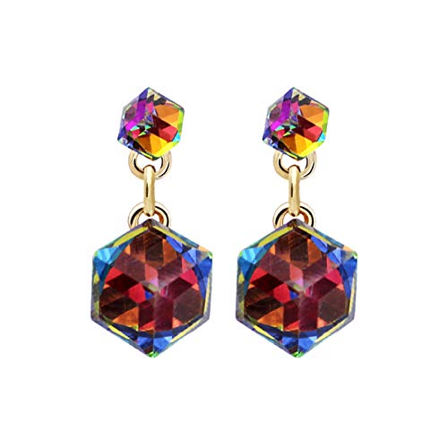 TianWlio Ohrringe Hängend Damen Schmuck Kristall Ohrstecker Color Crystal Trend Dark Geometric Blue Fashion Ohrringe Ohrringe Damen Ohrhänger Ohrschmuck (Multicolor, One Size) von TianWlio