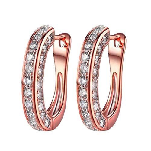 TianWlio Ohrringe Hängend Damen Schmuck Kristall Runde Luxus Rosegold Ohrringe Frauen Gold Silber Mode Glitter Ohrringe Ohrringe Damen Ohrhänger Ohrschmuck (Rose Gold, One Size) von TianWlio