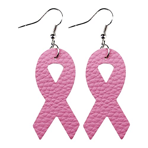 TianWlio Ohrringe Kleine Tropfen Geschenke für Mädchen Breast Women's Health Awareness Ribbon Lederohrringe Ohrringe Ohrringe Bowknot Ohrringe Ohrringe niedliche Schmuckgeschenke für (A, One Size) von TianWlio