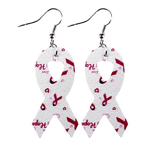 TianWlio Ohrringe Kleine Tropfen Geschenke für Mädchen Breast Women's Health Awareness Ribbon Lederohrringe Ohrringe Ohrringe Bowknot Ohrringe Ohrringe niedliche Schmuckgeschenke für (C, One Size) von TianWlio