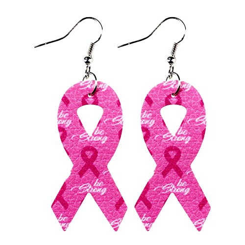 TianWlio Ohrringe Kleine Tropfen Geschenke für Mädchen Breast Women's Health Awareness Ribbon Lederohrringe Ohrringe Ohrringe Bowknot Ohrringe Ohrringe niedliche Schmuckgeschenke für (D, One Size) von TianWlio