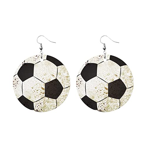 TianWlio Ohrringe Vintage Schmuck Für Frauen Und Mädchen Damen-Sportfans Baseball-Ohrringe Kunstleder-Anhänger-Ohrringe Fußball-Basketball-Ohrringe Funkelnde Ohrringe Damen Hängend (D, One Size) von TianWlio