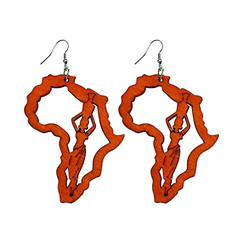 TianWlio Ohrringe Vintage Schmuck Für Frauen Und Mädchen Ein Paar Ohrring-Ornamente Europa und die Vereinigten Staaten Übertriebenes afrikanisches Kopfmuster Ohrringe Damen Hängend (Coffee, One Size) von TianWlio