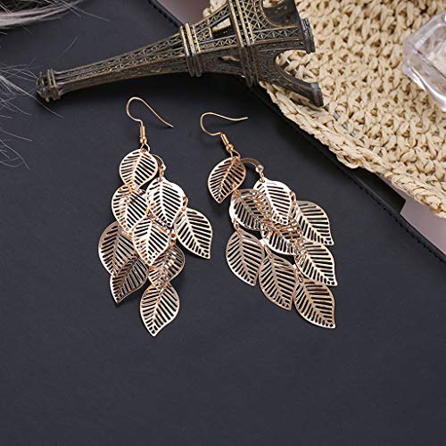 TianWlio Ohrringe Vintage Schmuck Für Frauen Und Mädchen Hochzeits-Frauen-Haken-Ohr-Tropfen-Geschenk baumeln natürliche Blatt-Ohrringe Boho Schmuck-Ohrringe Ohrstecker Frauen (Gold, One Size) von TianWlio