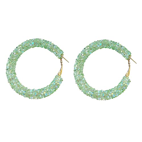 TianWlio Ohrringe Vintage Schmuck Für Frauen Und Mädchen Shiny Glitter Pailletten Creolen Wrapped Gold Plated Circle Statement Strass Dangle Drop Ohrringe für Ohrstecker Frauen (Green, One Size) von TianWlio