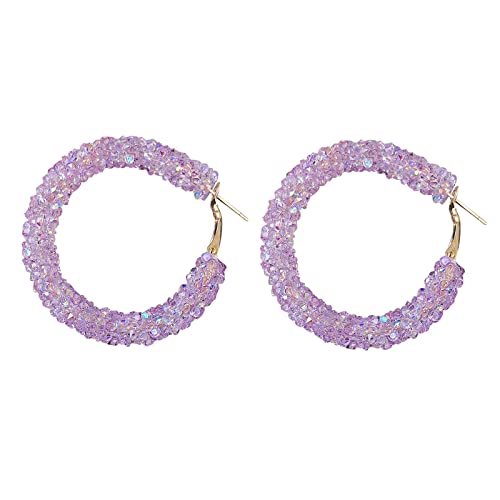 TianWlio Ohrringe Vintage Schmuck Für Frauen Und Mädchen Shiny Glitter Pailletten Creolen Wrapped Gold Plated Circle Statement Strass Dangle Drop Ohrringe für Ohrstecker Frauen (Purple, One Size) von TianWlio