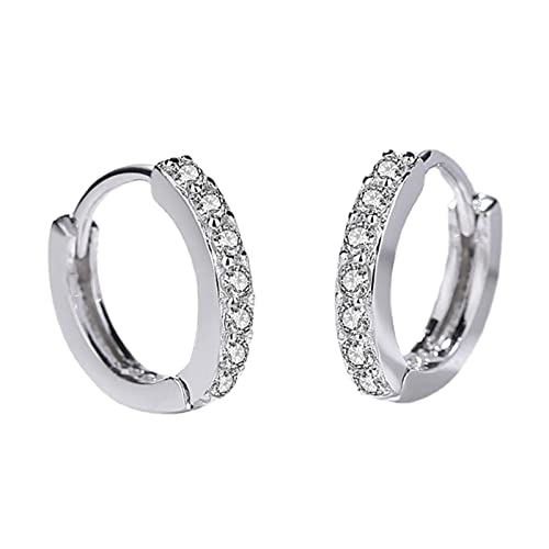 TianWlio Ohrringe für Damen Ohrstecker Schmuck Runde Strass-Ohrringe für Frauen, Strass-Ohrclips, dünn, baumeln, elegante Strass-Ohrringe, Hochzeit, Ohrringe für Frauen Ohrringe (Silver, One Size) von TianWlio