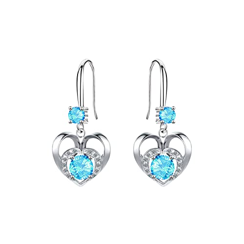 TianWlio Ohrringe für Frauen Handmade Schmuck Damen Herz Geschenk Schmuck Pfirsich Anhänger Ohrringe Temperament Herzförmige Ohrringe Ohrringe Ohrringe Hängend Damen Schmuck Kristall (Blue, One Size) von TianWlio