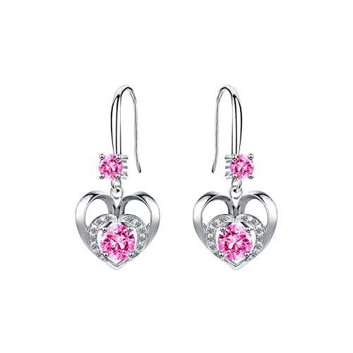 TianWlio Ohrringe für Frauen Handmade Schmuck Damen Herz Geschenk Schmuck Pfirsich Anhänger Ohrringe Temperament Herzförmige Ohrringe Ohrringe Ohrringe Hängend Damen Schmuck Kristall (Pink, One Size) von TianWlio