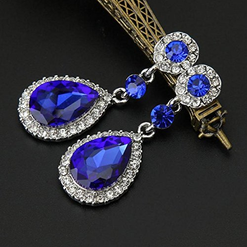 TianWlio Ohrringe für Frauen Handmade Schmuck Hochzeit Ohrringe für Frauen Schmuck Hochzeit Strass Stil Ohrringe Ohrringe Ohrhänger Kristall Anhänger Silber (Blue, One Size) von TianWlio