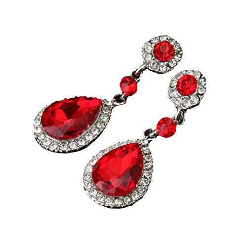 TianWlio Ohrringe für Frauen Handmade Schmuck Hochzeit Ohrringe für Frauen Schmuck Hochzeit Strass Stil Ohrringe Ohrringe Ohrhänger Kristall Anhänger Silber (Red, One Size) von TianWlio