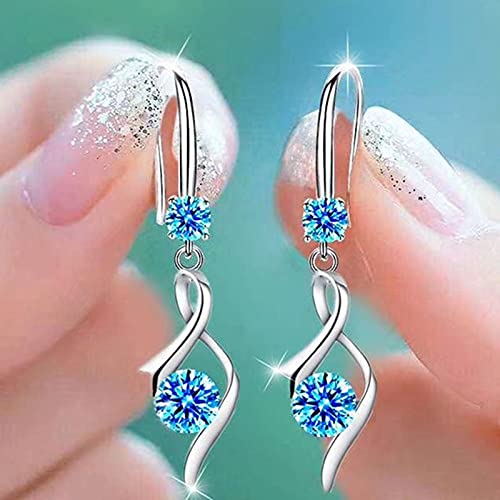 TianWlio Ohrringe für Frauen Handmade Schmuck Paar Frauen Synthetische Schmuck Geschenk Hochzeit A Ohrringe Ohrringe Ohrringe Ohrringe Ohrhänger Kristall Anhänger Silber (Blue, One Size) von TianWlio