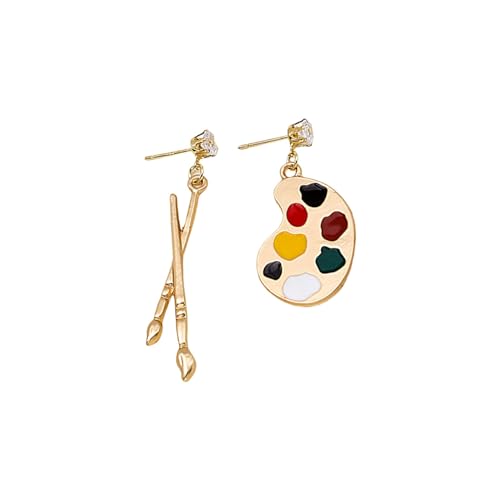 TianWlio Ohrringe für Frauen Handmade Schmuck Personalisierte und interessante Pinsel-Zeichenbrett-Ohrringe, asymmetrische Retro-Ohrringe mit literarischem und Ohrringe Hängend Damen (A, One Size) von TianWlio