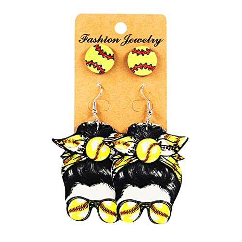 TianWlio Ohrringe in einem minimalistischen Schmuck Ohrringe Set niedliche Fußball-PU-Ohrringe Fußball Basketball Volleyball Basebal-Ohrringe Sportfans Statement-Schmuck Ohrringe (Yellow, One Size) von TianWlio