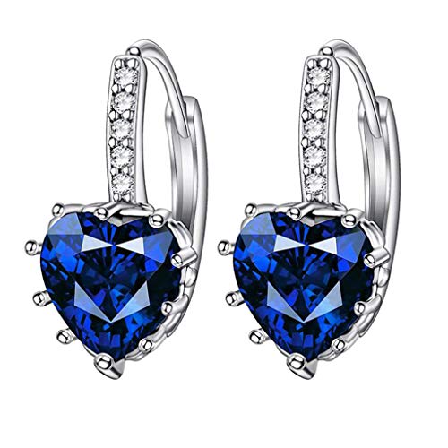 TianWlio Ohrringe niedliche Schmuckgeschenke für Frauen Frauen-einfache Zirkon-Art- und Weisemehrfarbenohrringe Ohrringe Herzförmige Ohrringe Ohrringe Damen Cubic Zirkonia (Dark Blue, One Size) von TianWlio