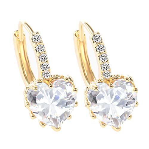 TianWlio Ohrringe niedliche Schmuckgeschenke für Frauen Frauen-einfache Zirkon-Art- und Weisemehrfarbenohrringe Ohrringe Herzförmige Ohrringe Ohrringe Damen Cubic Zirkonia Ohrstecker (Gold, One Size) von TianWlio