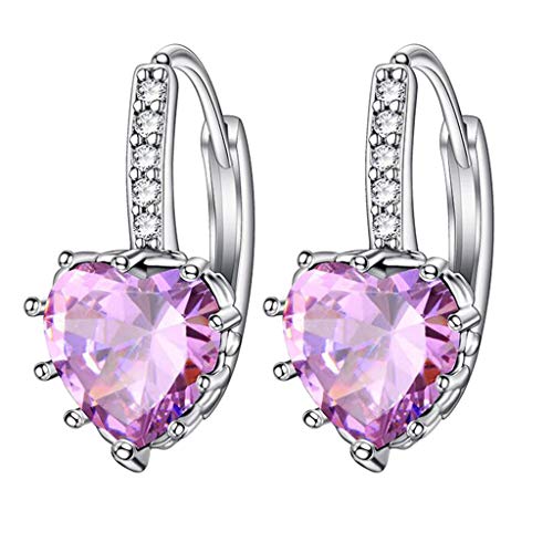 TianWlio Ohrringe niedliche Schmuckgeschenke für Frauen Frauen-einfache Zirkon-Art- und Weisemehrfarbenohrringe Ohrringe Herzförmige Ohrringe Ohrringe Damen Cubic Zirkonia Ohrstecker (Pink, One Size) von TianWlio