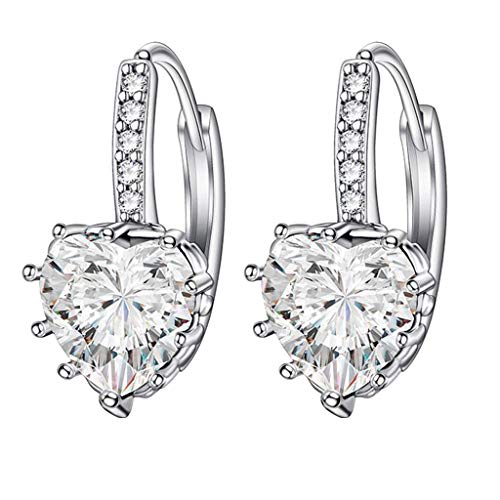 TianWlio Ohrringe niedliche Schmuckgeschenke für Frauen Frauen-einfache Zirkon-Art- und Weisemehrfarbenohrringe Ohrringe Herzförmige Ohrringe Ohrringe Damen Cubic Zirkonia Ohrstecker (White, One Size) von TianWlio