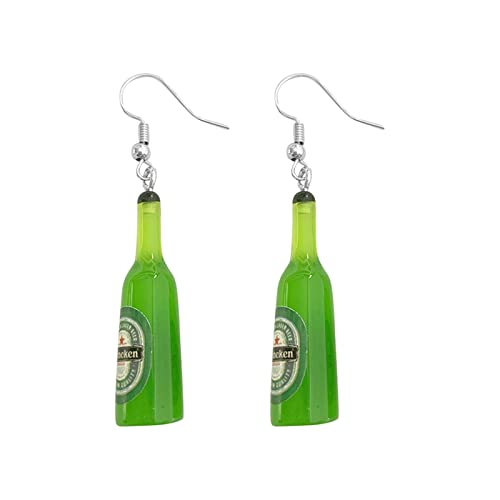 TianWlio Ohrringe niedliche Schmuckgeschenke für Frauen Personalisierte Simulation Mini-Bierflaschen-Ohrringe, kreative und lustige Mädchen-Weinflaschen-Ohrringe Ohrringe Damen Cubic (Green, One Size) von TianWlio