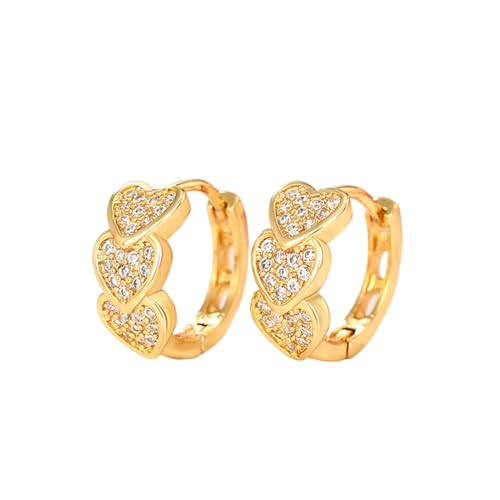 TianWlio Schmuck Ohrringe für Damen Herz-Ohrringe, Ohrstecker für Frauen, vergoldet, trendiger Zirkonia, Valentinstag-Ohrringe, Muttertagsgeschenke, Kristalle Ohrringe Hängend Cubic (Gold, One Size) von TianWlio