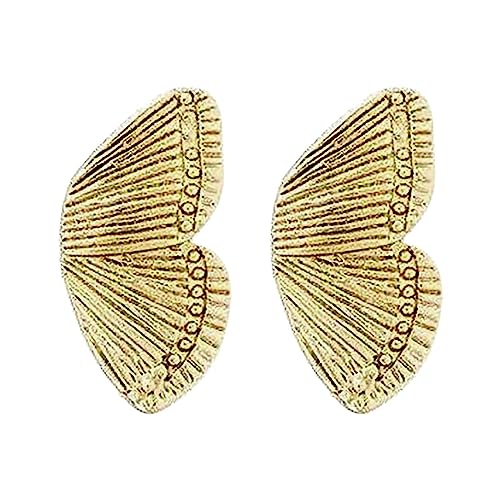 TianWlio Schmuck Ohrringe für Damen Ohrringe Schmetterlings-Flügel-Ohrringe Einfache halbe Flügel-Ohrringe Kristalle Ohrringe Hängend Cubic Zirkon für Damen (Gold, One Size) von TianWlio