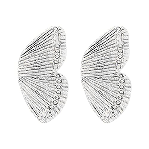 TianWlio Schmuck Ohrringe für Damen Ohrringe Schmetterlings-Flügel-Ohrringe Einfache halbe Flügel-Ohrringe Kristalle Ohrringe Hängend Cubic Zirkon für Damen (Silver, One Size) von TianWlio