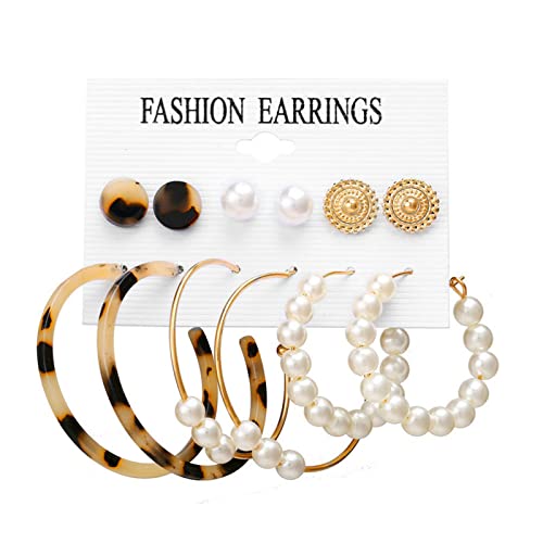 TianWlio Schmuck Ohrringe für Damen Ohrringe Set für Frauen Mädchen 6 Paar Mode Quaste Ohrringe Acryl Creolen Ohrstecker Tropfen baumeln Ohrringe für Kristalle Ohrringe Hängend Cubic (D, One Size) von TianWlio