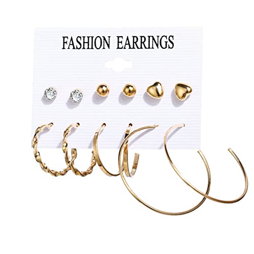 TianWlio Schmuck Ohrringe für Damen Ohrringe Set für Frauen Mädchen 6 Paar Mode Quaste Ohrringe Acryl Creolen Ohrstecker Tropfen baumeln Ohrringe für Kristalle Ohrringe Hängend Cubic (P, One Size) von TianWlio