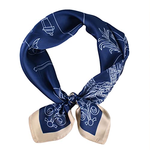 TianWlio Seidenschal Damen Lange Schal für Frauen Halstuch Schal Halstücher Tuch Kopftuch warm Blumen Muster Soft Wrap Simulation Seidenschal Bunte Schals Warm Weich Spitzenmuster (Navy, One Size) von TianWlio