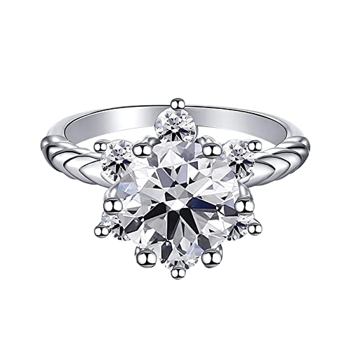 TianWlio Sterlingsilber-Zirkon-hohe -Schneeflocke-Art- und Weiseehering-Blumen-Ring-Frau Ring Damen Verstellbare Fingerring Schmuck von TianWlio