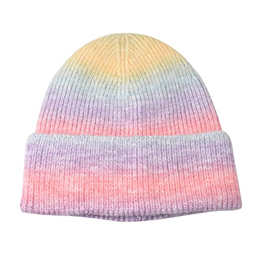 TianWlio Strickmütze Damen Herren Wintermützen Warm Weiche Regenbogen-Drahtziehdreieck geprägtes reflektierendes Vinyl-Kunstleder für die Herstellung von Unisex Wintermütze Atmungsaktiv Strickmütze von TianWlio