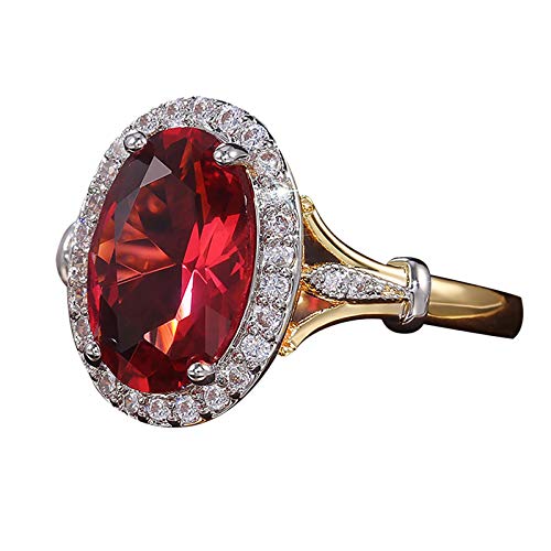 TianWlio Verlobung Rhodium beschlagener Gipfel-Kupferschmuck für edle Ringe für Frauen Ringe Diamand Verstellbarer Ringe Finger Ringe Mode Einfacher Schmuck Valentinstagsgeschenk Ringe (Red, 10) von TianWlio