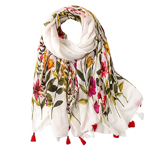 TianWlio Weich Seidenschal Modischer Chiffon Tuch Tücher Schal oder Blumenmuster Damen Blumen Muster Soft Wrap Simulation Seidenschal Damenschal Musselin Leichtes großes Tuch (M, One Size) von TianWlio