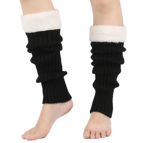 TianWlio Weihnachten Warme Stulpen Damen mit Wolle Weich Flexibel Lang Beinstulpen Damen für Winter Warm und Bequem Beinwärmer Weich Stulpen Beinlinge Kniestrümpfe Overknee Winter Strick Strümpfe von TianWlio
