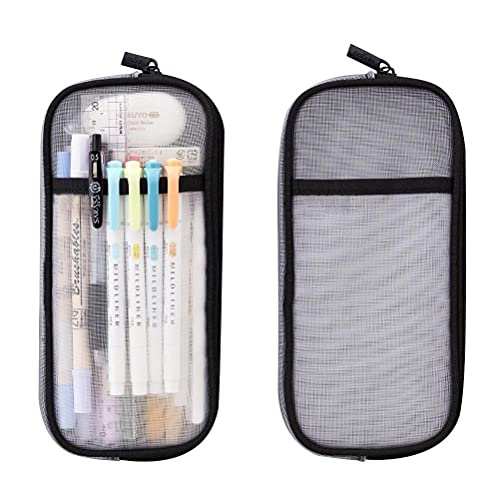 Tianbi Federmäppchen aus Netzstoff mit Reißverschluss, transparente Make-up-Tasche, Kosmetiktasche, Mehrzweck-Stifteetui, Schreibwaren-Aufbewahrungstasche für Studenten, Frauen, Männer von Tianbi