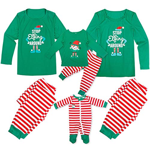 Tianhaik Familie passende Weihnachten Pyjamas Set Männer Frauen Kid Baby Elf Nachtwäsche Nachtwäsche (Baby, 6-9 Monate) von Tianhaik