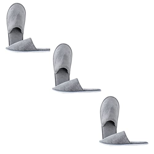 Tianmao 3 Paar Hausschuhe Hotelslipper Einwegslipper Gästeschuhe mit Rutschfester Sohle Pantoffeln Home Frottierslipper Slippers Grau von Tianmao