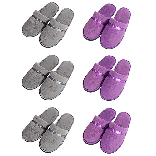 Tianmao 6 Paar Damen Slipper Hotelslipper Frottierslipper Herren Hausschuhe mit Geschlossenen Zehen Universalgröße 28.5 * 11cm Korallenvlies Gästepantoffeln für Spa, Party Gäste, Hotel und Reisen von Tianmao